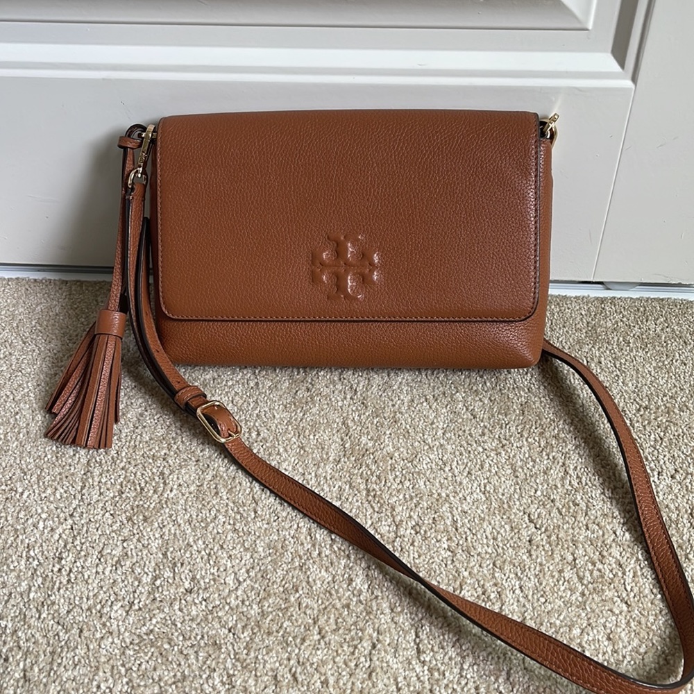 Camel colored Tory Burch crossbody bag